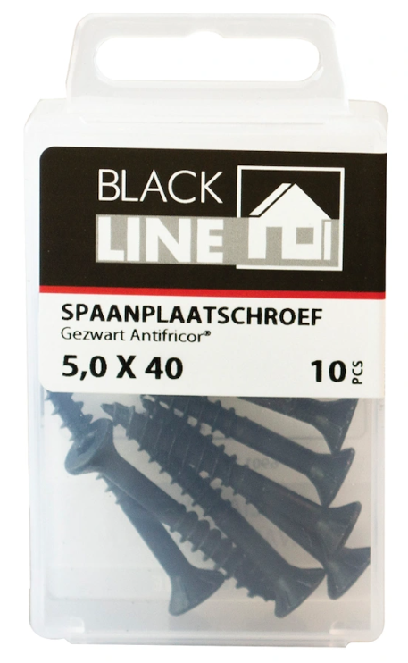 Blackline Spaanplaatschr 5x60/35 HCP Zwart PK TX20+snijp(10)