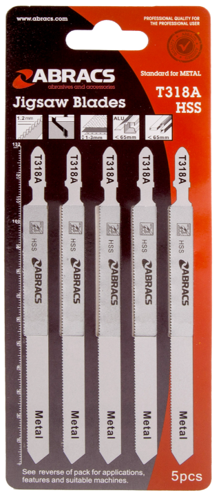 Abracs Decoupeerzaag HSS Tandafstand 1,2 mm Metaal T318A (5 stuks)