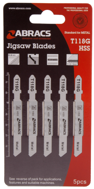 Abracs Decoupeerzaag HSS Tandafstand 0,7 mm Metaal T118G (5 stuks)